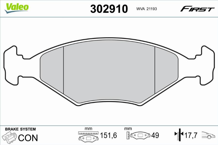 Valeo 302910 - Bremžu uzliku kompl., Disku bremzes www.autospares.lv