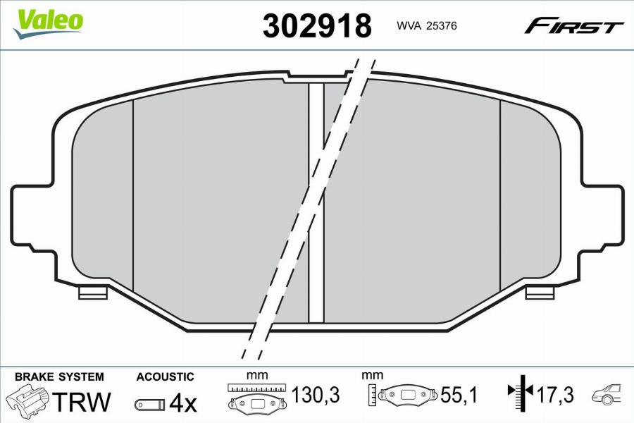 Valeo 302918 - Bremžu uzliku kompl., Disku bremzes www.autospares.lv