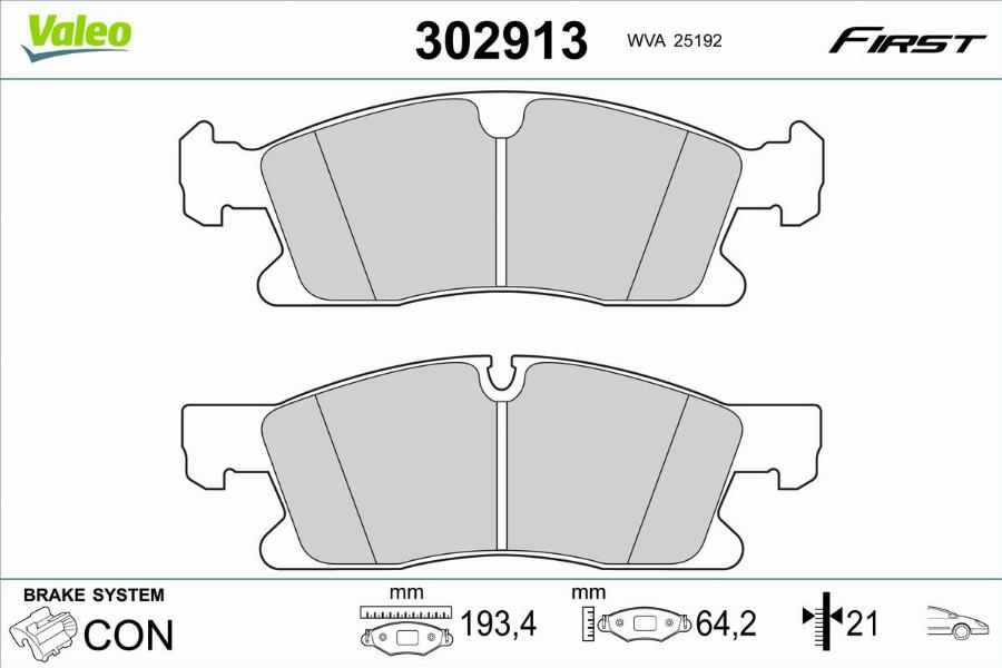 Valeo 302913 - Bremžu uzliku kompl., Disku bremzes www.autospares.lv