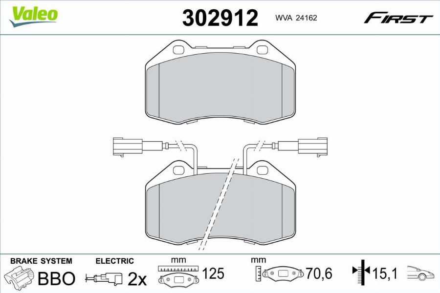 Valeo 302912 - Bremžu uzliku kompl., Disku bremzes www.autospares.lv