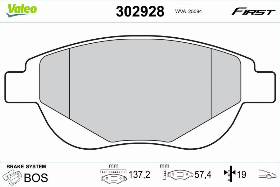 Valeo 302928 - Bremžu uzliku kompl., Disku bremzes www.autospares.lv