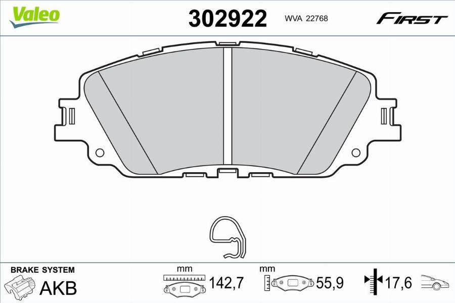 Valeo 302922 - Bremžu uzliku kompl., Disku bremzes www.autospares.lv