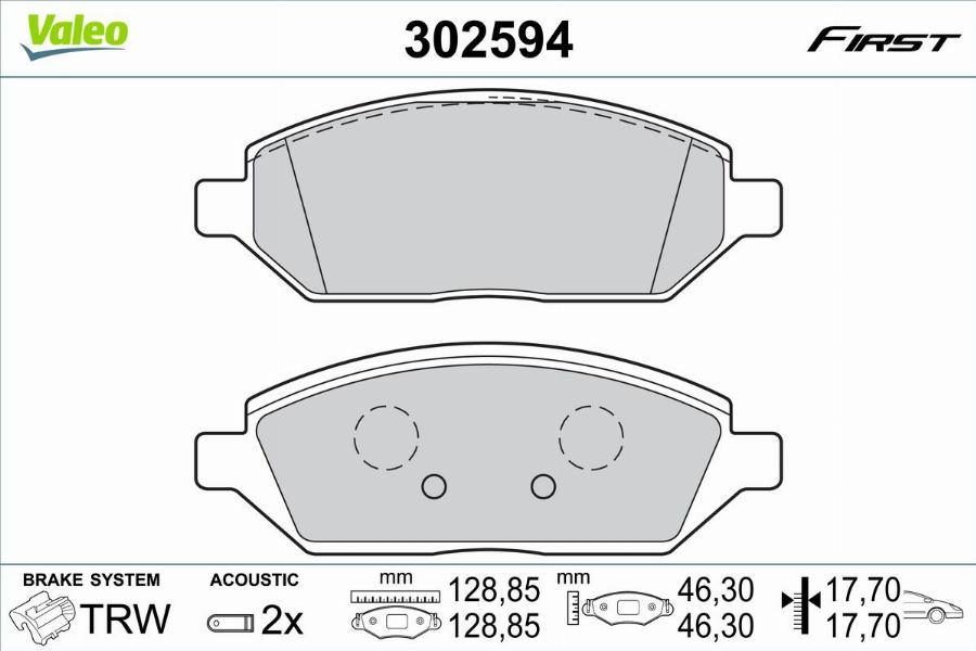 Valeo 302594 - Bremžu uzliku kompl., Disku bremzes www.autospares.lv