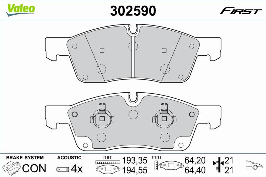 Valeo 302590 - Bremžu uzliku kompl., Disku bremzes www.autospares.lv