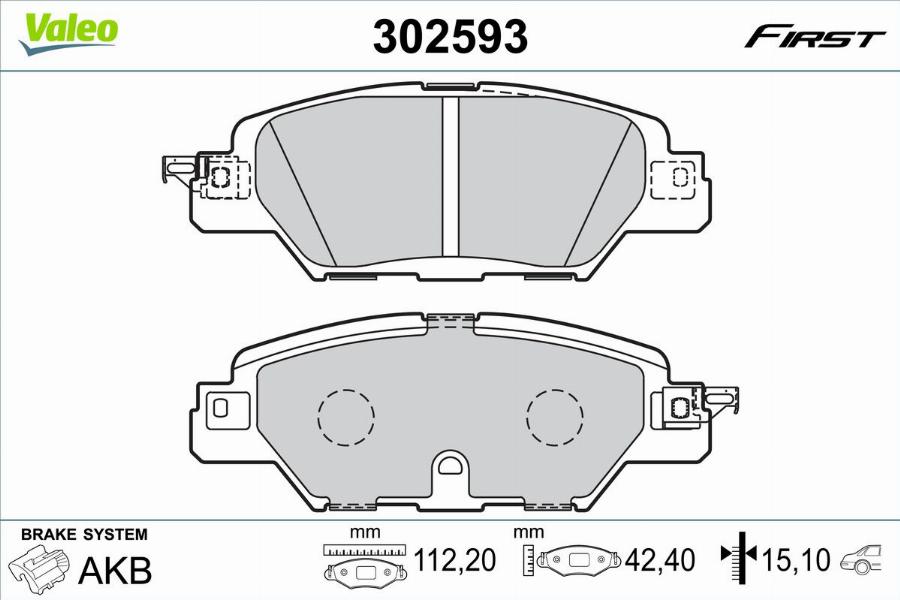 Valeo 302593 - Bremžu uzliku kompl., Disku bremzes www.autospares.lv