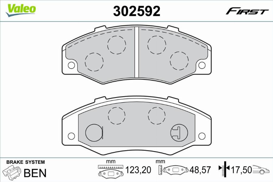 Valeo 302592 - Bremžu uzliku kompl., Disku bremzes www.autospares.lv