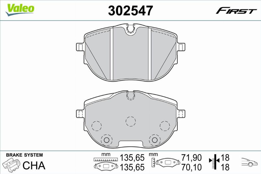 Valeo 302547 - Bremžu uzliku kompl., Disku bremzes www.autospares.lv