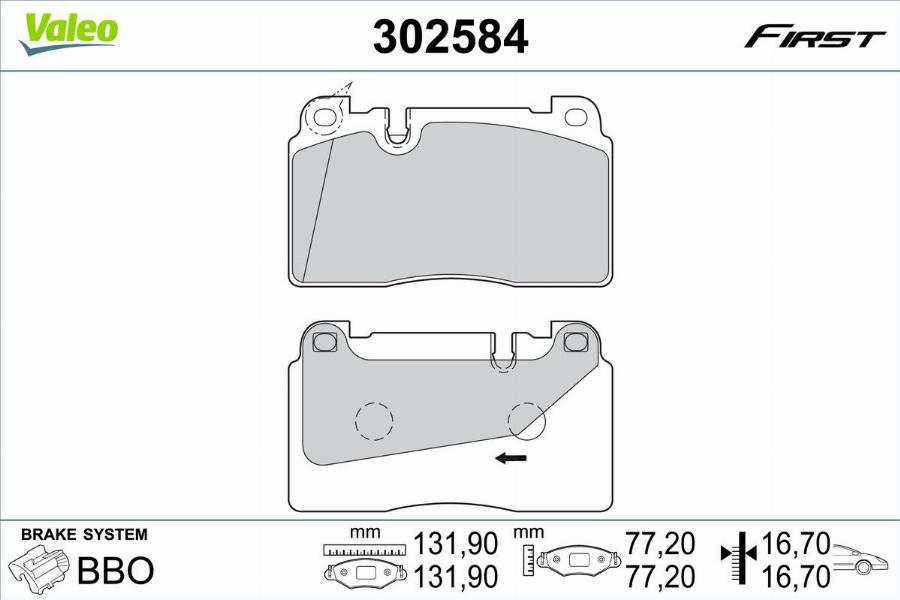 Valeo 302584 - Bremžu uzliku kompl., Disku bremzes www.autospares.lv