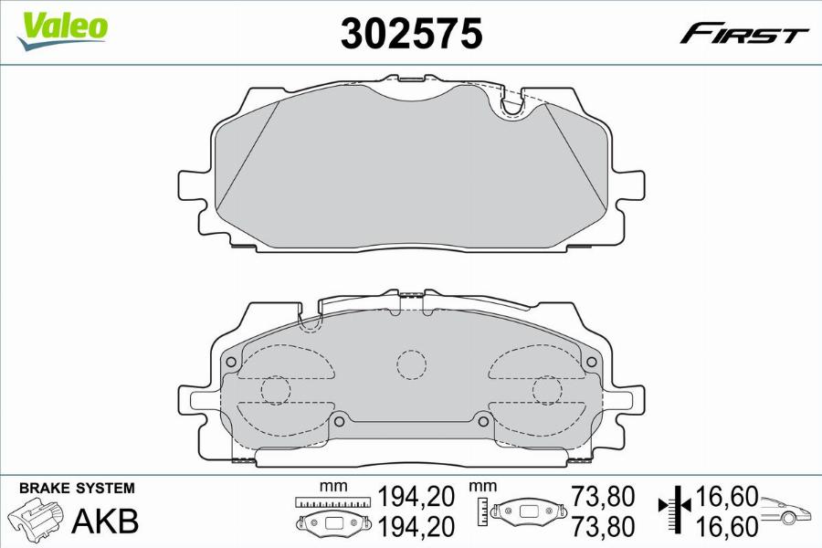 Valeo 302575 - Bremžu uzliku kompl., Disku bremzes www.autospares.lv