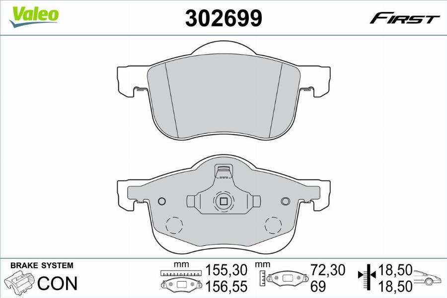 Valeo 302699 - Bremžu uzliku kompl., Disku bremzes www.autospares.lv