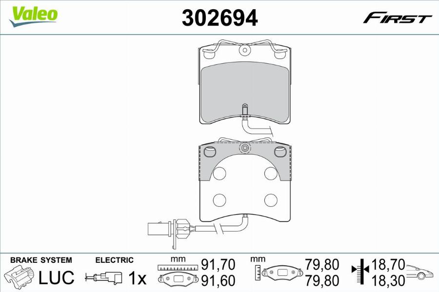 Valeo 302694 - Bremžu uzliku kompl., Disku bremzes www.autospares.lv