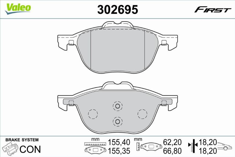 Valeo 302695 - Bremžu uzliku kompl., Disku bremzes www.autospares.lv