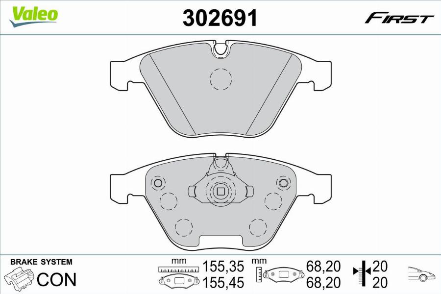 Valeo 302691 - Bremžu uzliku kompl., Disku bremzes www.autospares.lv