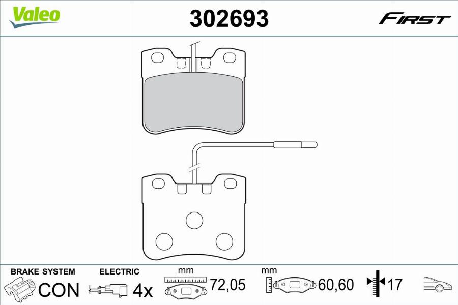 Valeo 302693 - Bremžu uzliku kompl., Disku bremzes www.autospares.lv