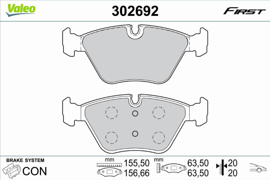 Valeo 302692 - Bremžu uzliku kompl., Disku bremzes www.autospares.lv