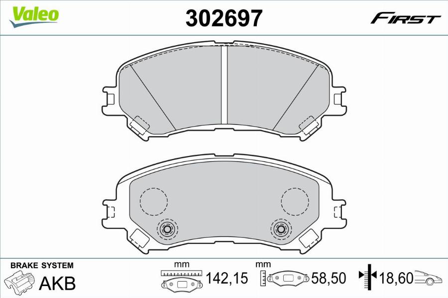 Valeo 302697 - Bremžu uzliku kompl., Disku bremzes www.autospares.lv