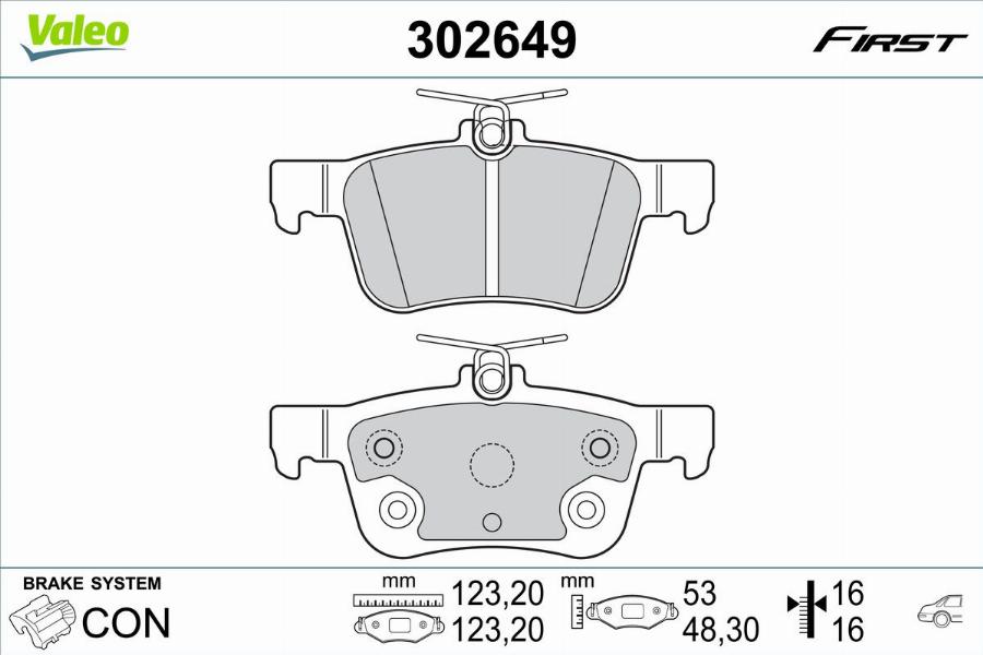 Valeo 302649 - Bremžu uzliku kompl., Disku bremzes www.autospares.lv