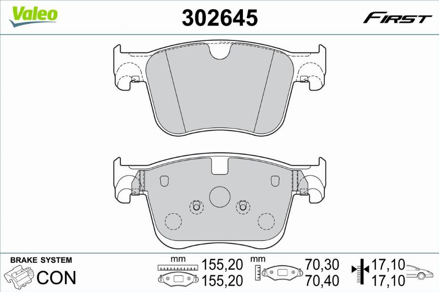 Valeo 302645 - Bremžu uzliku kompl., Disku bremzes www.autospares.lv