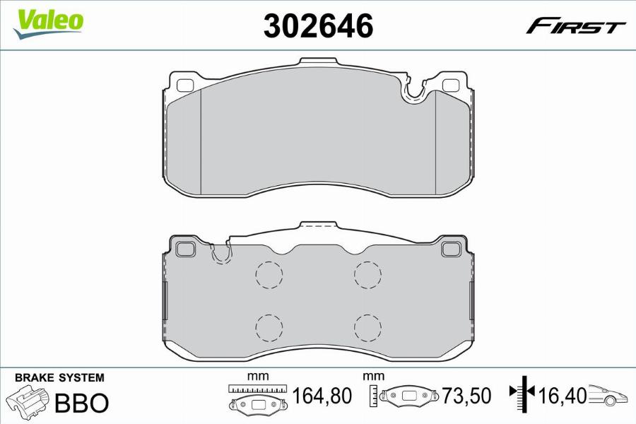 Valeo 302646 - Bremžu uzliku kompl., Disku bremzes www.autospares.lv