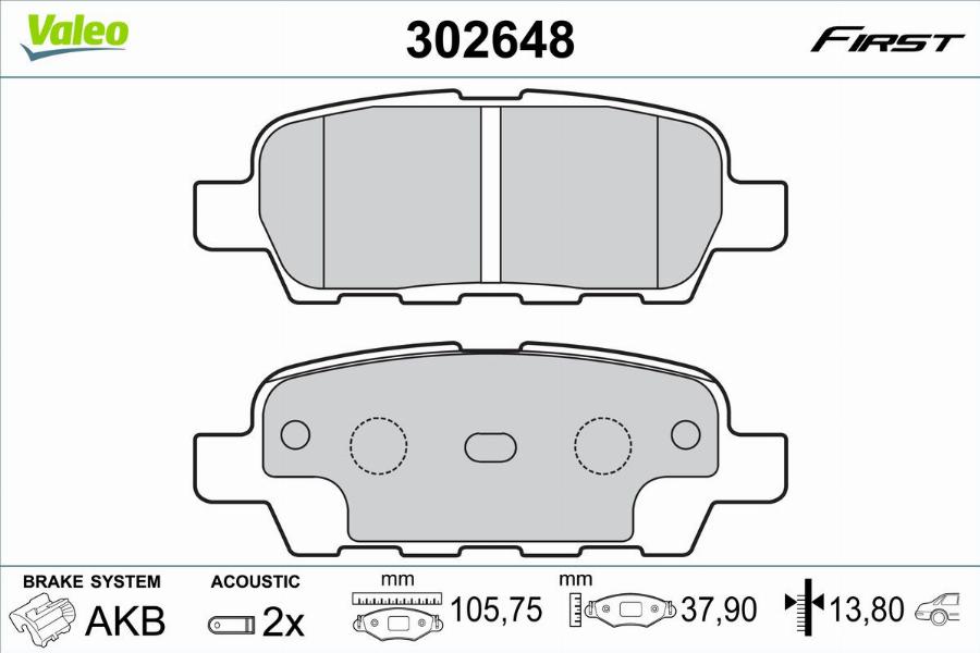 Valeo 302648 - Bremžu uzliku kompl., Disku bremzes www.autospares.lv