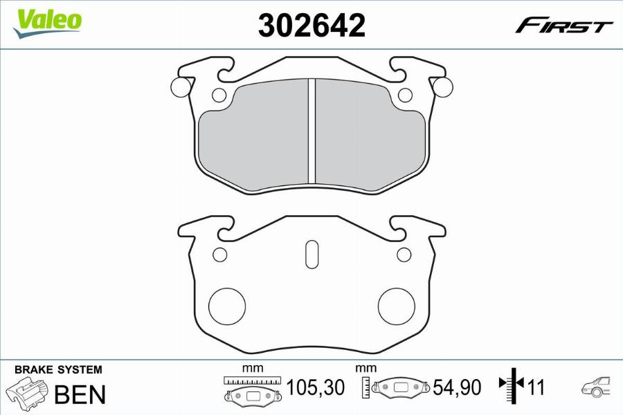 Valeo 302642 - Bremžu uzliku kompl., Disku bremzes www.autospares.lv