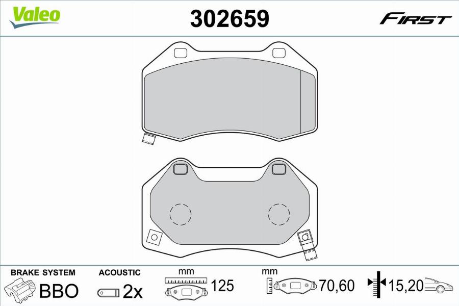 Valeo 302659 - Bremžu uzliku kompl., Disku bremzes www.autospares.lv