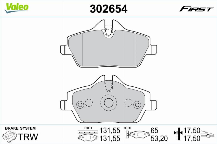 Valeo 302654 - Bremžu uzliku kompl., Disku bremzes www.autospares.lv