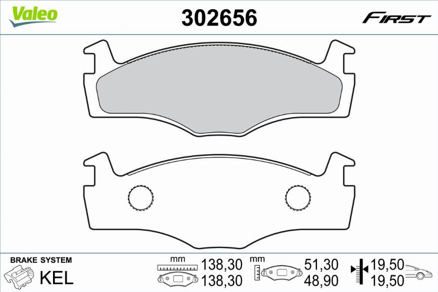 Valeo 302656 - Bremžu uzliku kompl., Disku bremzes www.autospares.lv