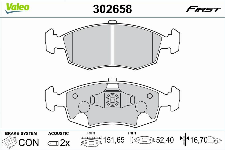 Valeo 302658 - Bremžu uzliku kompl., Disku bremzes www.autospares.lv