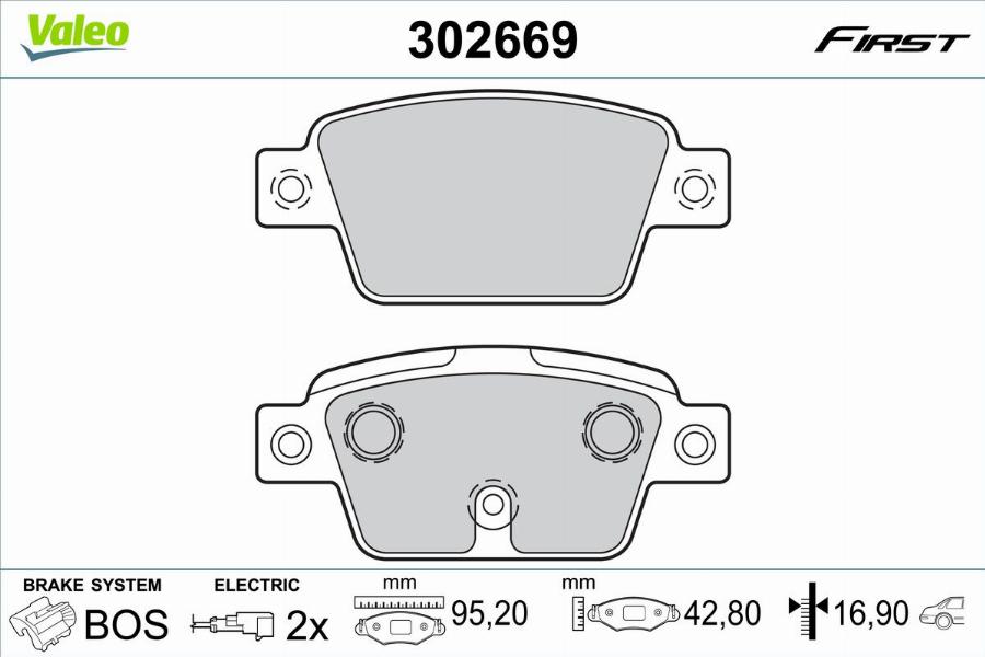 Valeo 302669 - Bremžu uzliku kompl., Disku bremzes www.autospares.lv