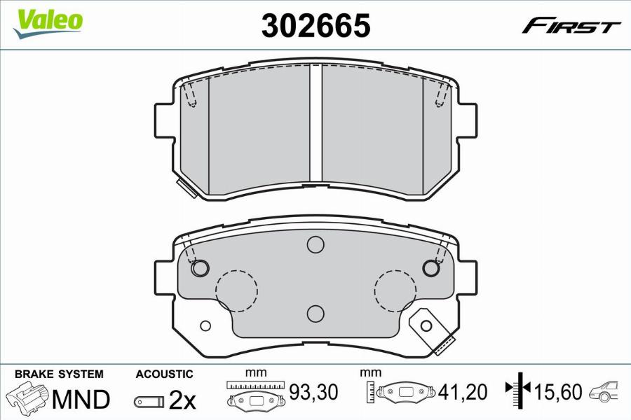 Valeo 302665 - Bremžu uzliku kompl., Disku bremzes www.autospares.lv