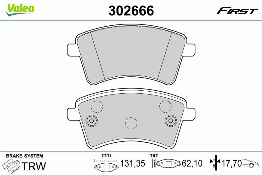 Valeo 302666 - Bremžu uzliku kompl., Disku bremzes www.autospares.lv