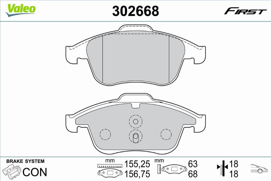 Valeo 302668 - Bremžu uzliku kompl., Disku bremzes www.autospares.lv