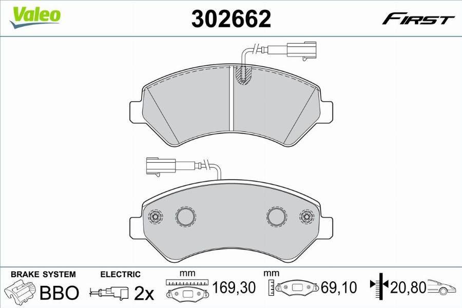 Valeo 302662 - Bremžu uzliku kompl., Disku bremzes www.autospares.lv