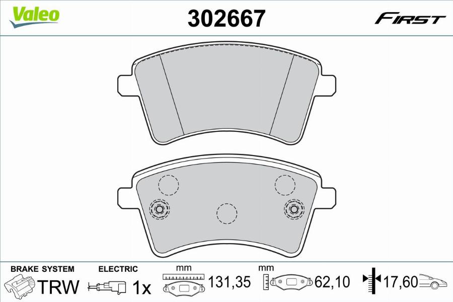 Valeo 302667 - Bremžu uzliku kompl., Disku bremzes www.autospares.lv