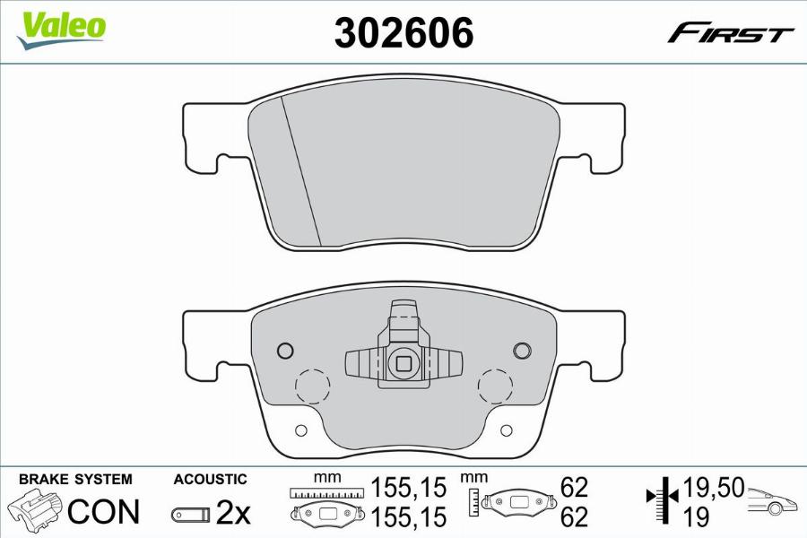 Valeo 302606 - Bremžu uzliku kompl., Disku bremzes www.autospares.lv