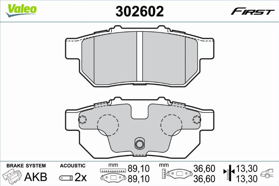 Valeo 302602 - Bremžu uzliku kompl., Disku bremzes www.autospares.lv