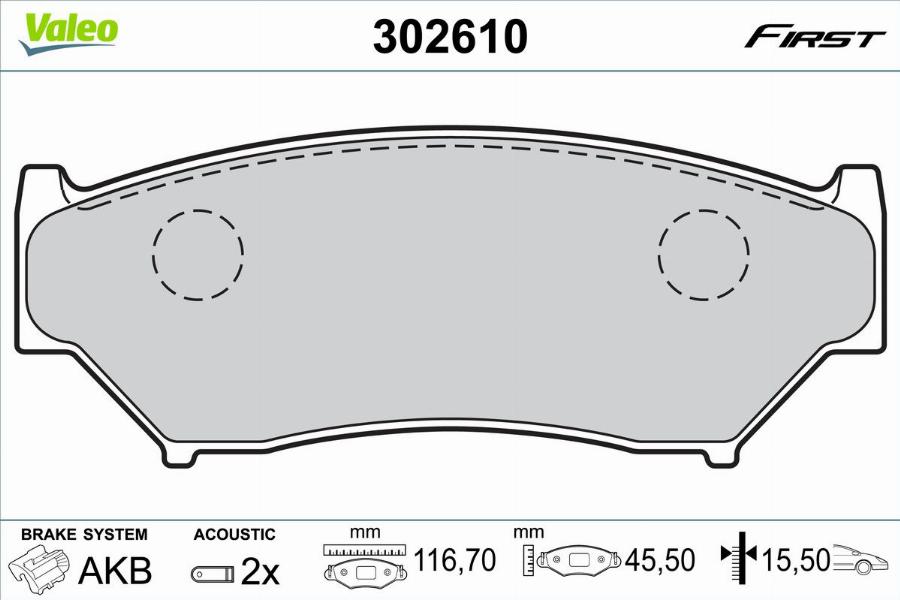 Valeo 302610 - Bremžu uzliku kompl., Disku bremzes www.autospares.lv