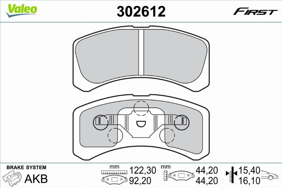 Valeo 302612 - Bremžu uzliku kompl., Disku bremzes www.autospares.lv