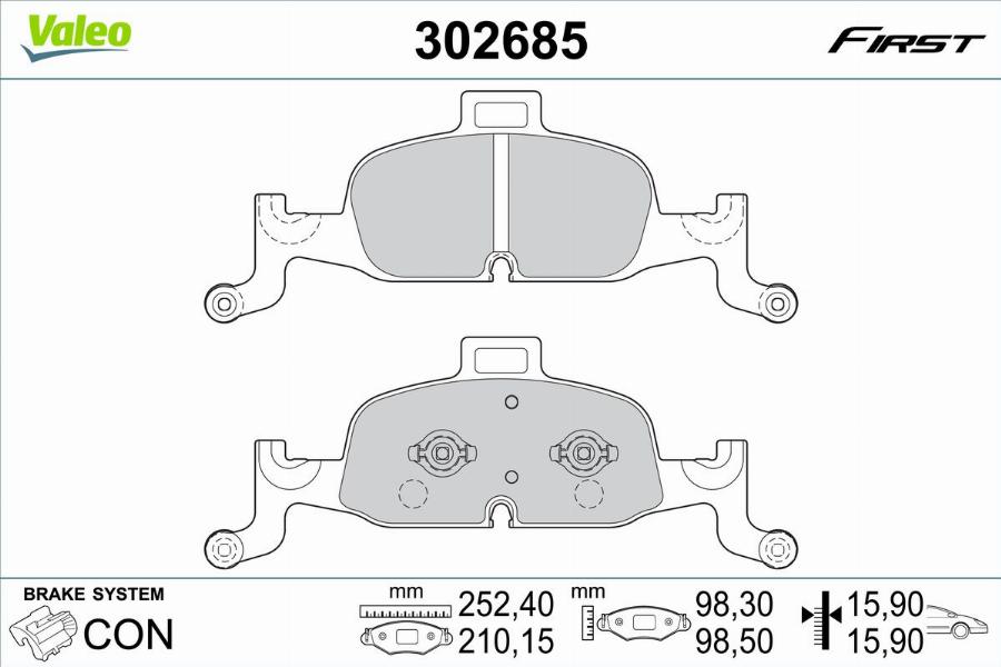 Valeo 302685 - Bremžu uzliku kompl., Disku bremzes www.autospares.lv