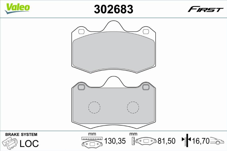 Valeo 302683 - Bremžu uzliku kompl., Disku bremzes www.autospares.lv