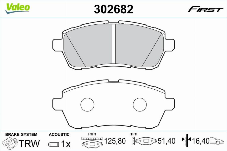 Valeo 302682 - Bremžu uzliku kompl., Disku bremzes www.autospares.lv