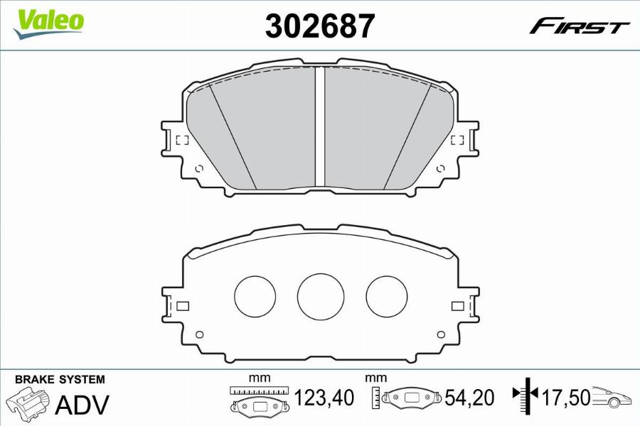 Valeo 302687 - Bremžu uzliku kompl., Disku bremzes www.autospares.lv