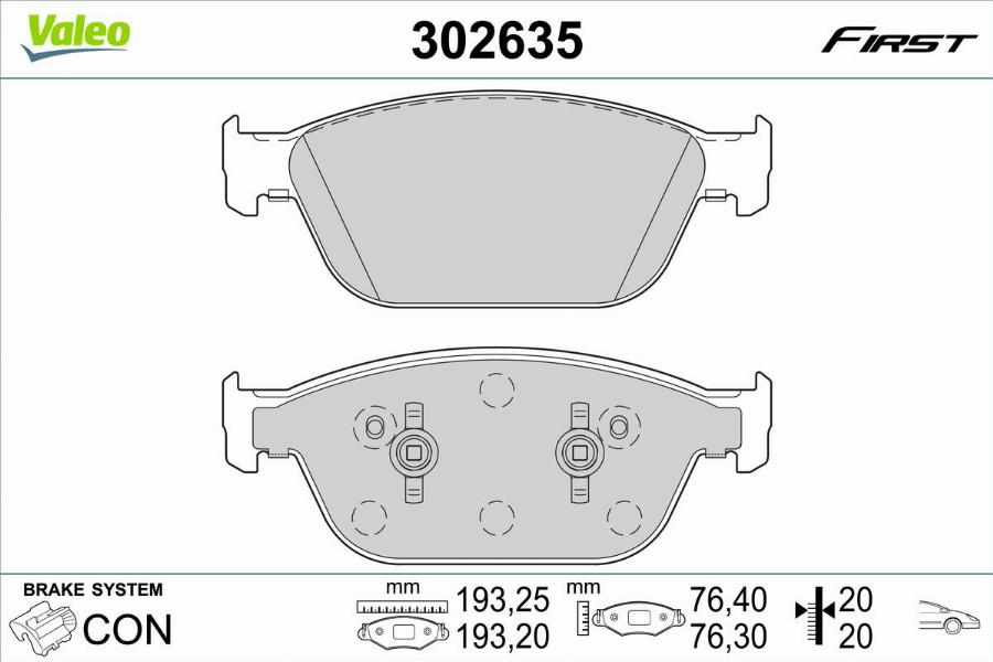 Valeo 302635 - Bremžu uzliku kompl., Disku bremzes www.autospares.lv