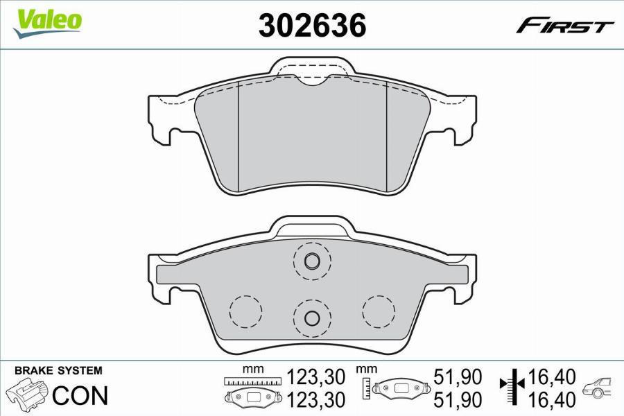 Valeo 302636 - Bremžu uzliku kompl., Disku bremzes www.autospares.lv