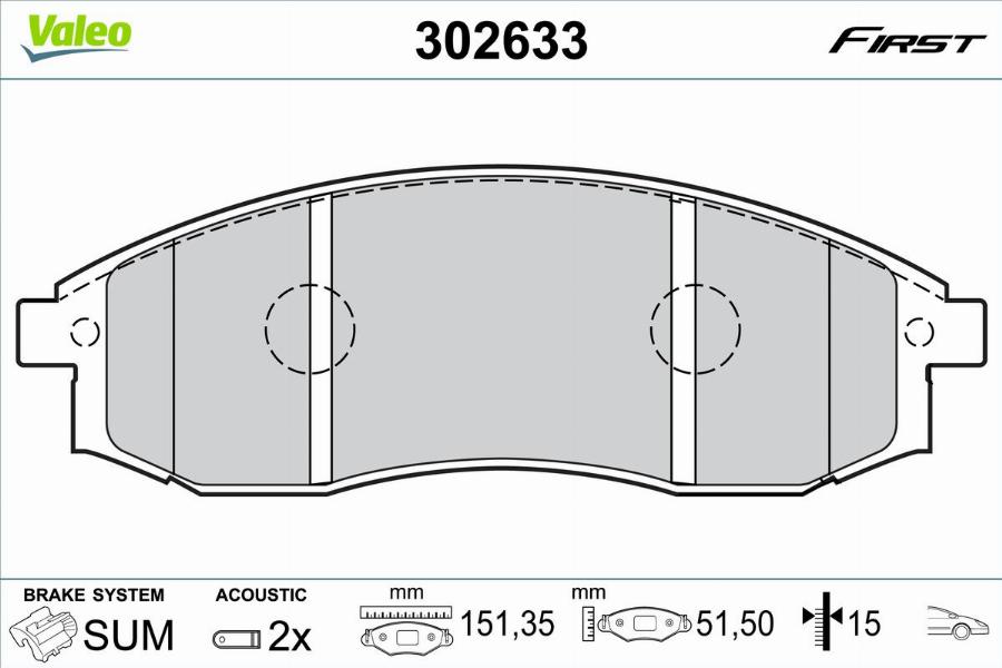 Valeo 302633 - Bremžu uzliku kompl., Disku bremzes www.autospares.lv