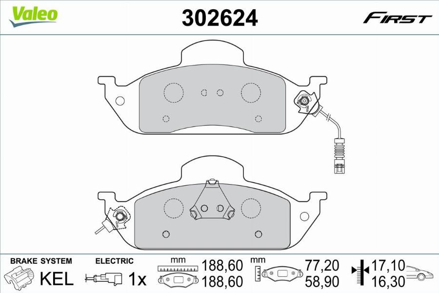 Valeo 302624 - Bremžu uzliku kompl., Disku bremzes www.autospares.lv