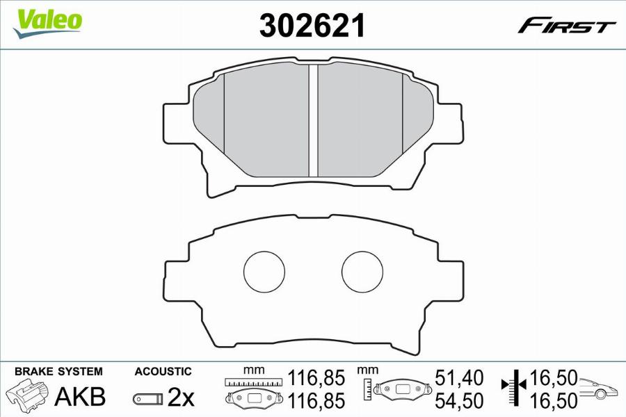 Valeo 302621 - Bremžu uzliku kompl., Disku bremzes www.autospares.lv