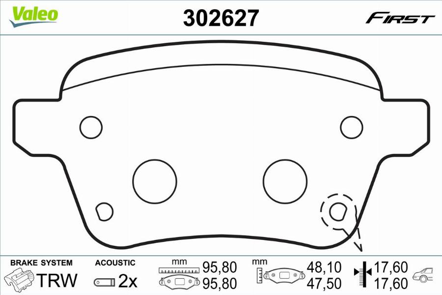 Valeo 302627 - Bremžu uzliku kompl., Disku bremzes www.autospares.lv