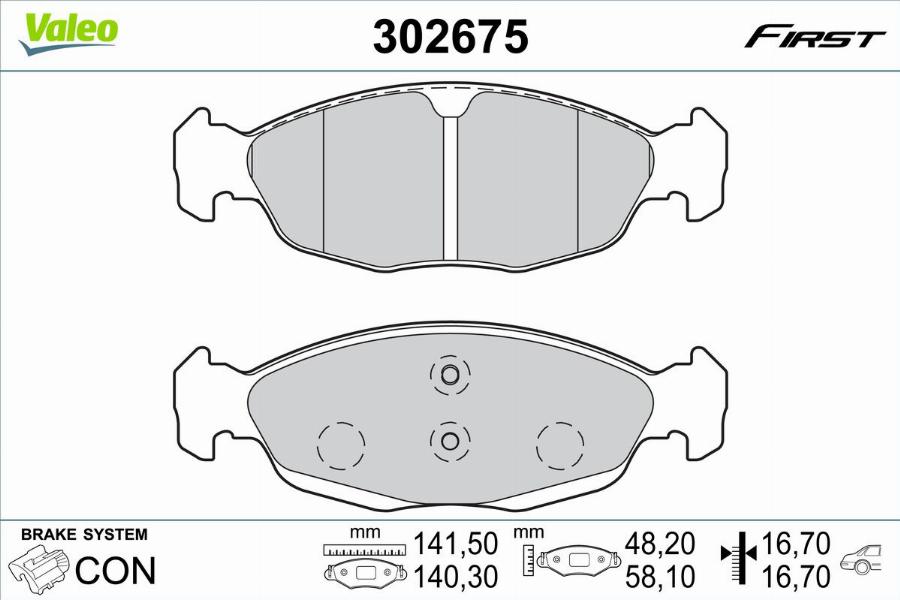 Valeo 302675 - Bremžu uzliku kompl., Disku bremzes www.autospares.lv